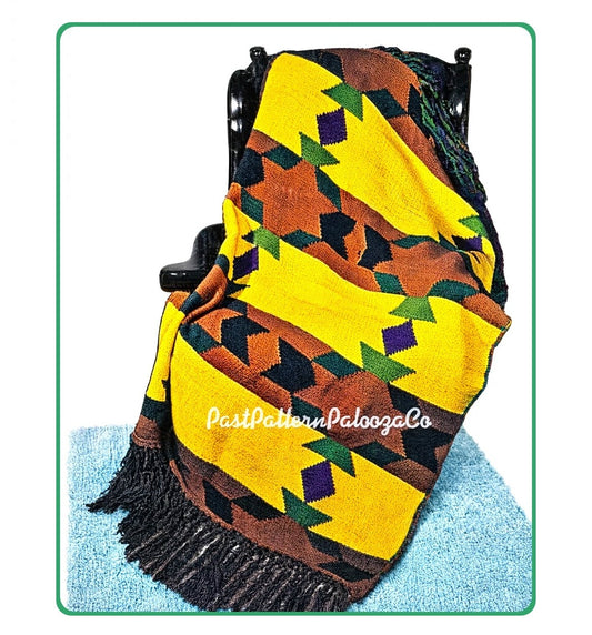 Vintage Crochet Pattern Indian Sands Stars Navajo Afghan Blanket PDF Instant Digital Download Southwestern Aztec Indigenous Design