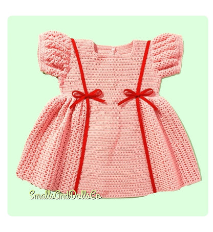 Vintage Crochet Pattern Baby Toddler Girl Pink Princess Party Dress PDF Instant Digital Download Retro MCM Design 6m - 3 Years