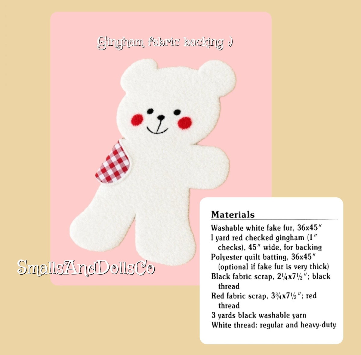 Vintage Sewing Pattern 42" Baby Teddy Bear Rug or Play Mat PDF Instant Digital Download