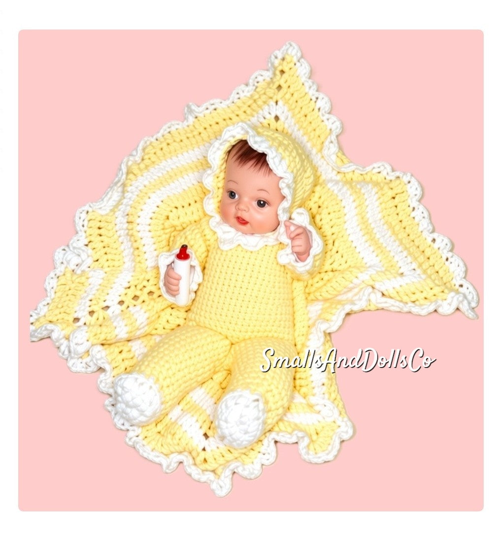 Vintage Crochet Pattern Classic Baby Doll In A Blanket PDF Instant Digital Download Crocheted Dolly Inside a Blanket 10 Ply Retro 1950s