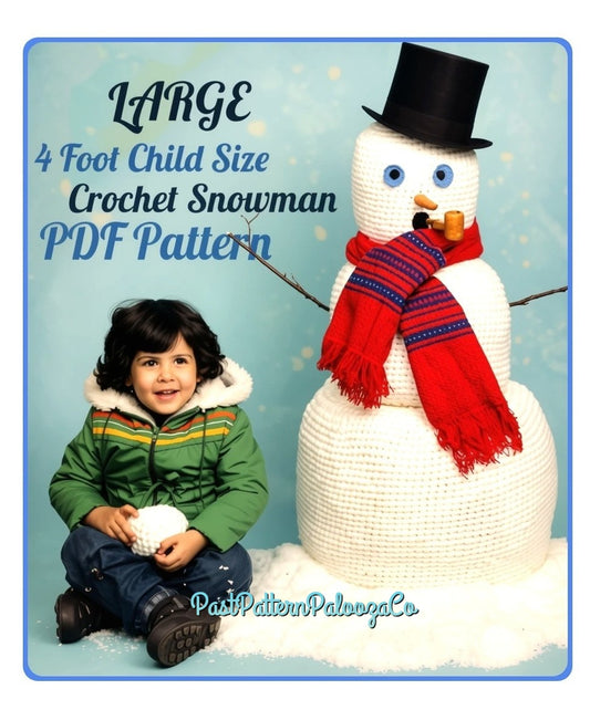 Vintage Christmas Crochet Pattern 45" Large Giant Life Sized Snowman Amigurumi Doll Figure PDF Instant Digital Download Door Greeter Display