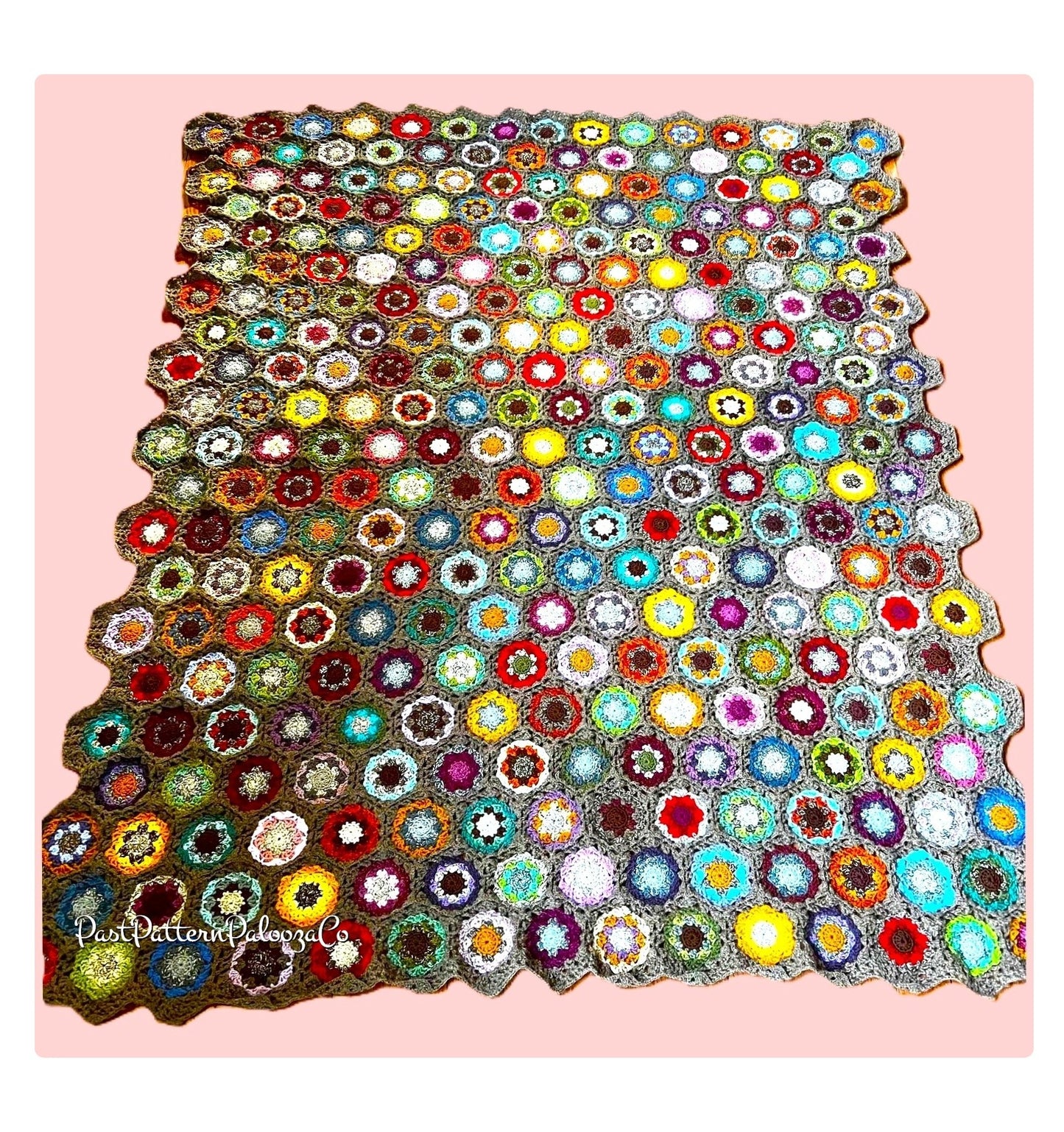 Vintage Crochet Pattern Grannys Rock Garden Flower Motif Afghan PDF Instant Digital Download Hexagon Grannies Scrap Basket Blanket 10 Ply