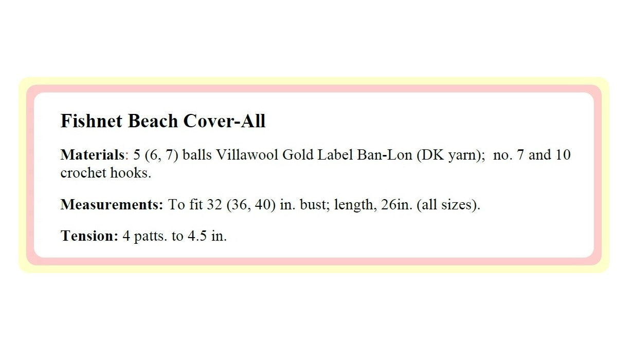 Vintage Crochet Pattern Womens Mesh Fishnet Beach CoverUp Tunic PDF Instant Digital Download 70s Boho Bohemian Lace Swimsuit Shift Cover Up