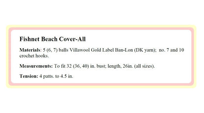 Vintage Crochet Pattern Womens Mesh Fishnet Beach CoverUp Tunic PDF Instant Digital Download 70s Boho Bohemian Lace Swimsuit Shift Cover Up