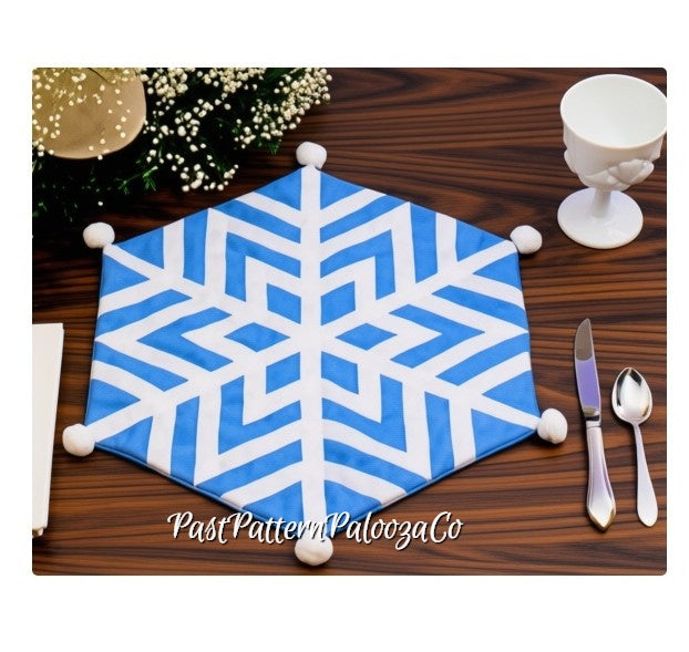 Vintage Sewing Pattern Christmas Holiday Place Mats 3 Patchwork Designs Star Poinsettia Snowflake PDF Instant Digital Download Quilted Cotton Fabric
