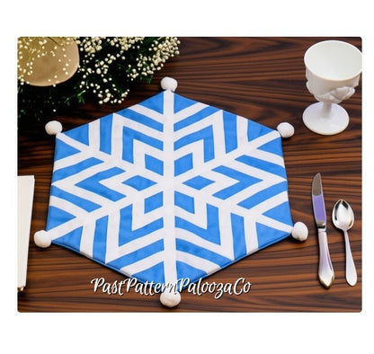 Vintage Sewing Pattern Christmas Holiday Place Mats 3 Patchwork Designs Star Poinsettia Snowflake PDF Instant Digital Download Quilted Cotton Fabric