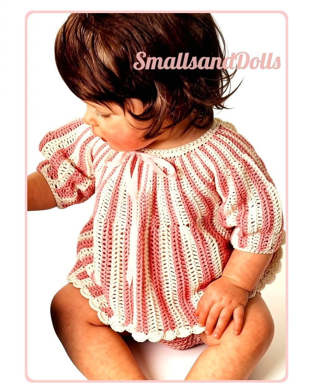 Vintage Crochet Pattern Baby Girl Candy Stripe Angel Top Dress with Pants PDF Instant Digital Download 6-18 Months Pearl Cotton Thread