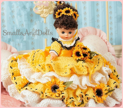 Vintage Crochet Pattern Sunflower Pillow Bed Doll PDF Instant Digital Download Beautiful Flower Outfit 10 Ply