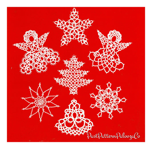 Vintage Christmas Tatting Patterns Snowflakes Angels Trees Ball Ornaments PDF Instant Digital Download Crochet Cotton Lace 20 + Projects