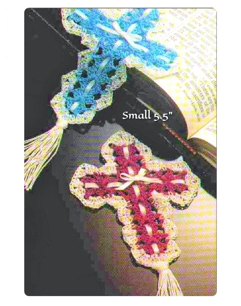 Vintage Thread Crochet Pattern Tasseled Crosses Bookmarks In 3 Sizes PDF Instant Digital Download Lacy Ribbons Roses Cross Designs