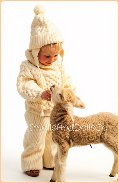 Vintage Knitting Pattern Knit Toddler Childs Snowsuit Set Cable Twist Hat Sweater Seed Stitch Pants PDF Instant Digital Download 1-4 yrs