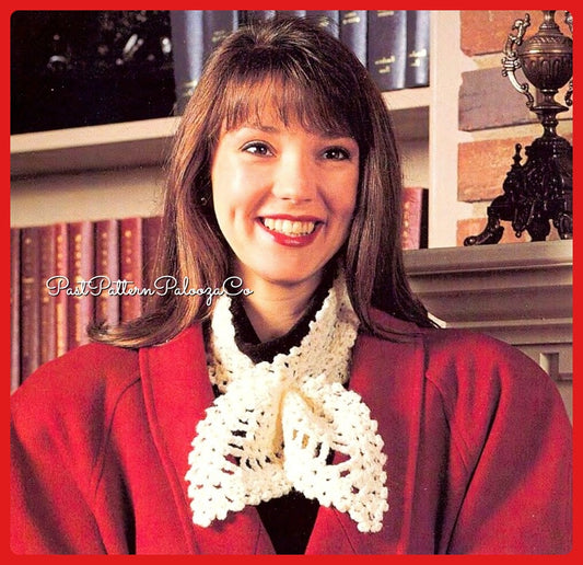 Vintage Crochet Pattern Womens Feminine Pineapple Ascot Scarf PDF Instant Digital Download Easy Shell Stitch Neck Warmer Mini Muffler 5 Ply
