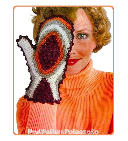 Vintage Crochet Pattern Womens Mittens Hazelnut Picot Stitch Mitts PDF Instant Digital Download Retro 70s