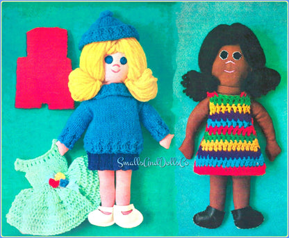 Vintage Sewing Pattern 10" Best Friend Dolls Soft Sculpture Toy Dollies and their Knit Crochet Wardrobe PDF Instant Digital Download