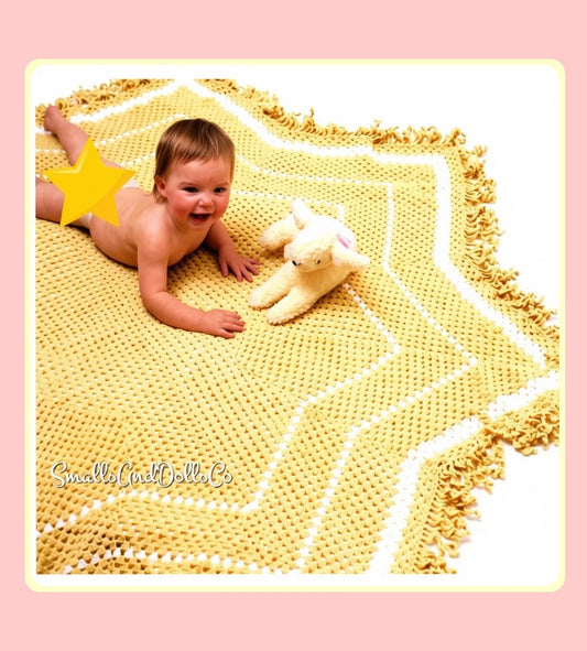 Vintage Crochet Pattern Star Shaped Baby Afghan PDF Instant Digital Download Eight Point Starry Blanket 4 Ply