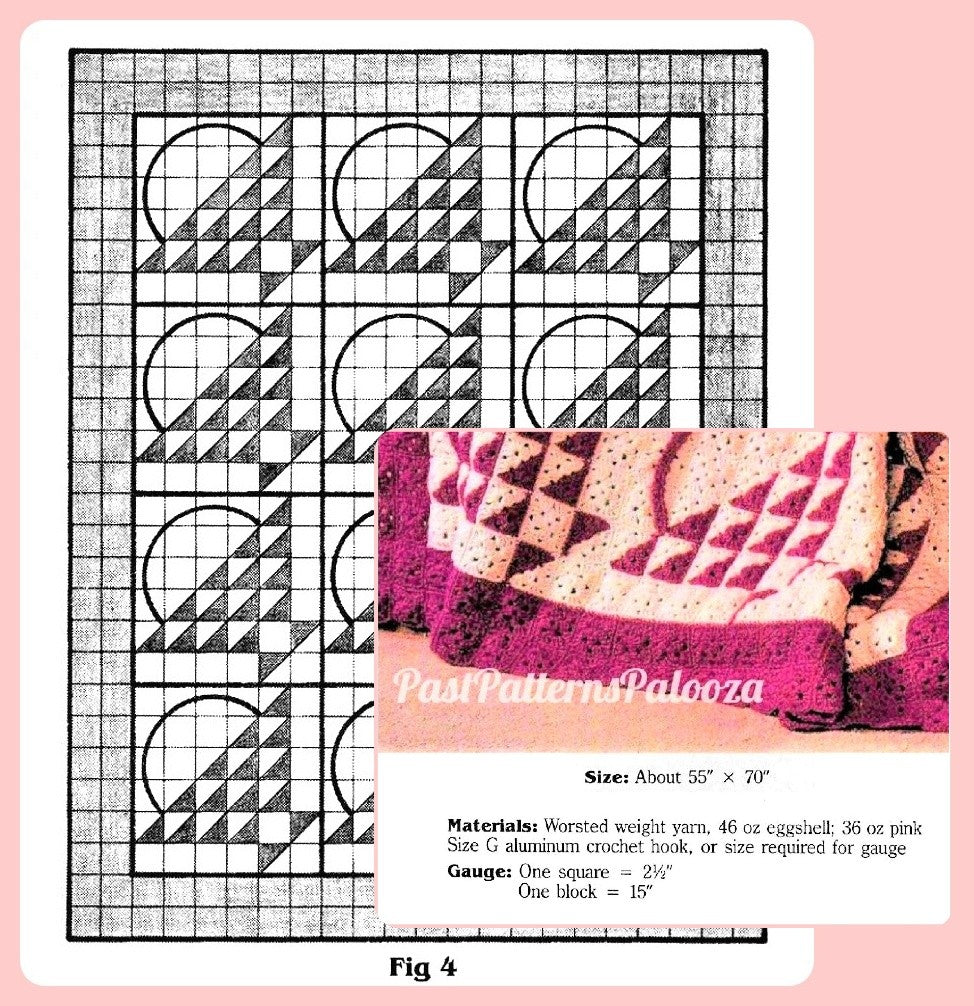 Vintage Crochet Hand Basket Quilt Afghan Pattern Granny Square Blanket Quilt Block Design PDF Instant Digital Download 55x70 10 Ply