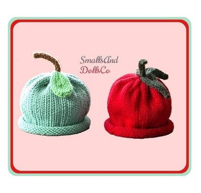 Vintage Knitting Pattern Easy Stitch Apple Cap Newborn Baby Fruit Hat PDF Instant Digital Download Beginners