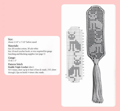 Vintage Filet Crochet Pattern 12 Pretty Bookmark Designs PDF Instant Digital Download Hearts Flower Teddy Bear Book Marks Cotton Thread