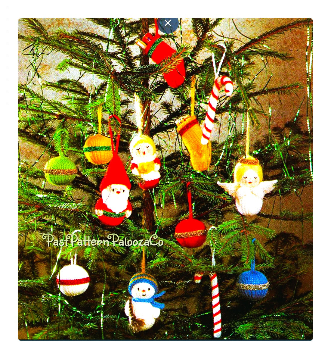 Vintage Christmas Knitting Pattern 2" Mini Festive Tree Ornaments PDF Instant Digital Download Santa Angel Snowman Candy Cane Round Balls