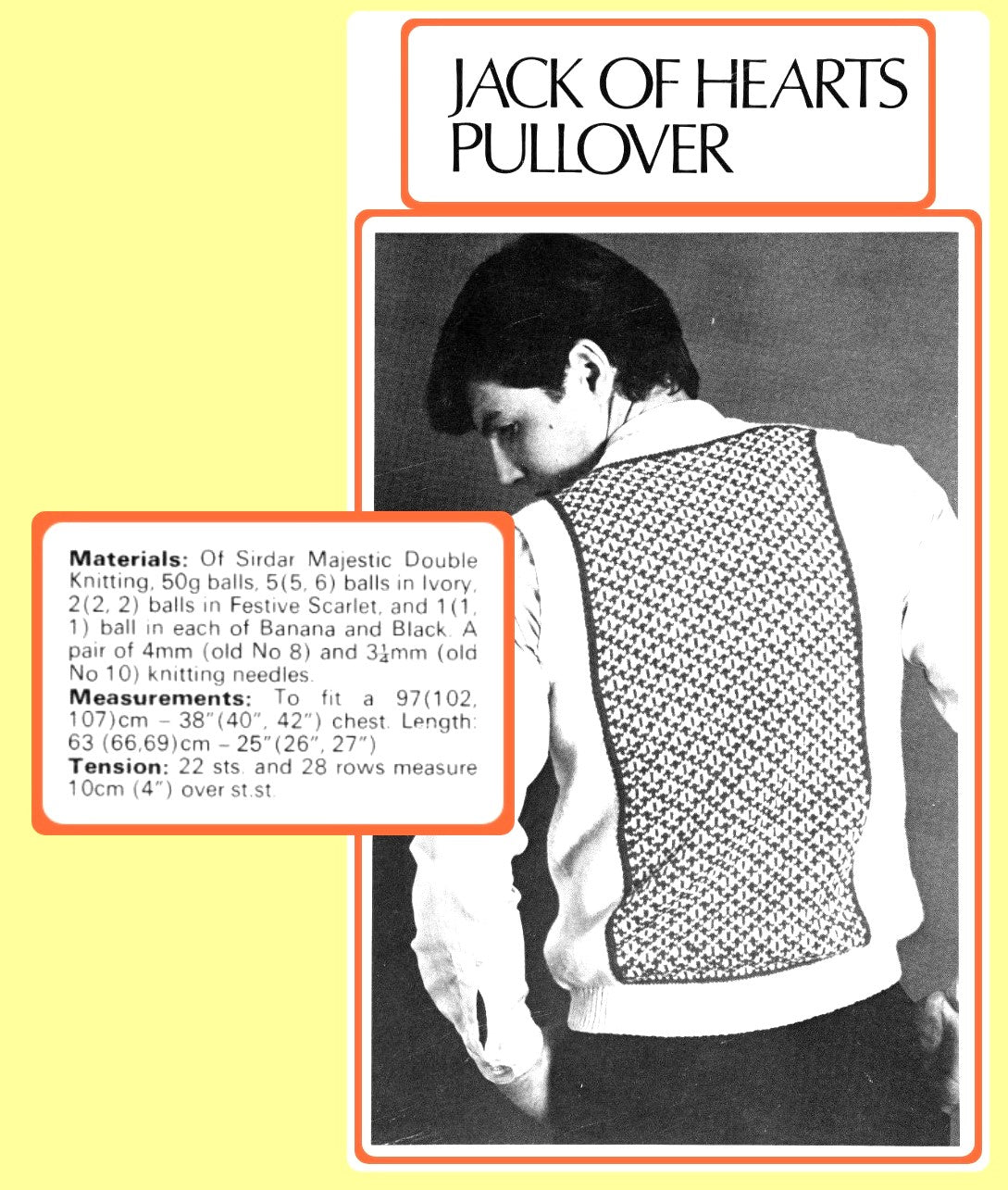 Vintage Knitting Pattern Jack of Hearts Playing Card Vest Sleeveless Sweater PDF Instant Digital Download Adults Poker Casino Novelty Jumper