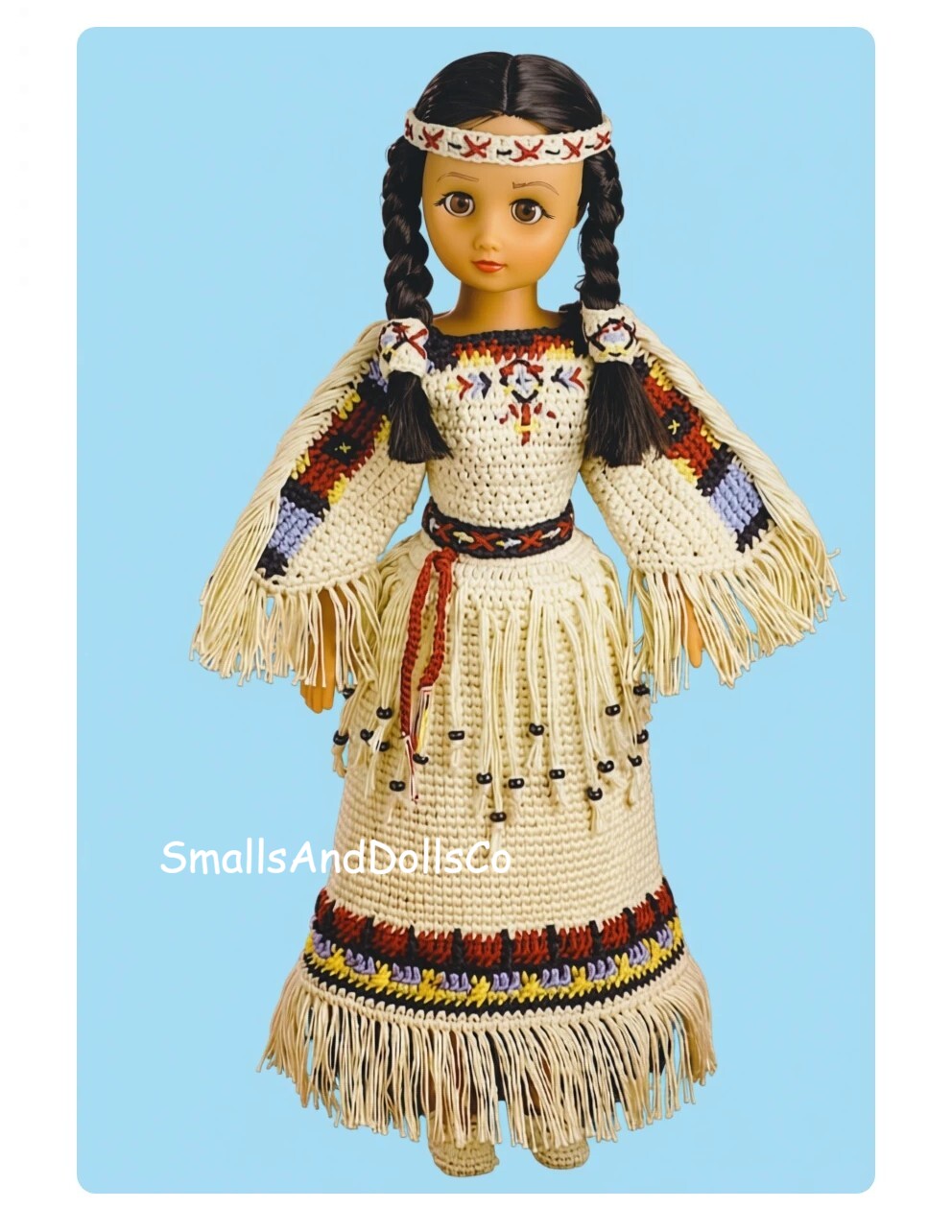 Vintage Crochet Pattern 15" Indian Princess Maiden Doll Dress Clothing Outfit PDF Instant Digital Download Cotton Thread