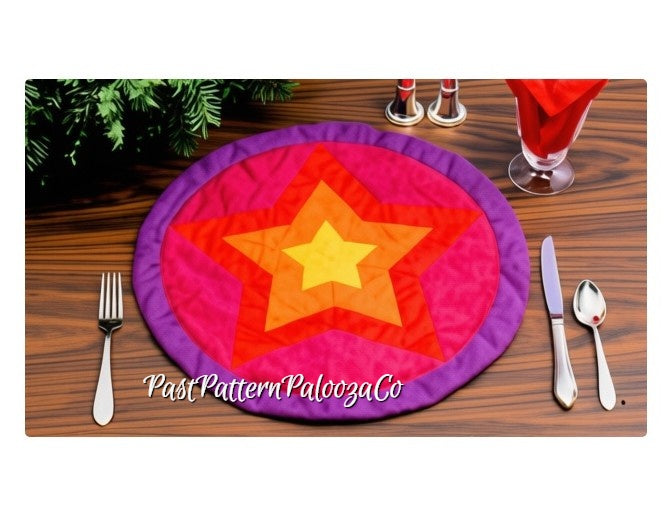Vintage Sewing Pattern Christmas Holiday Place Mats 3 Patchwork Designs Star Poinsettia Snowflake PDF Instant Digital Download Quilted Cotton Fabric