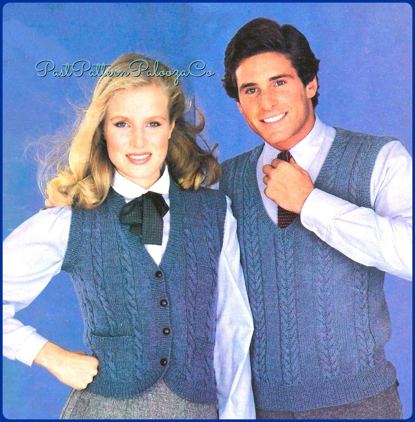 Vintage Knitting Pattern His & Hers Classic Cable Knit Cardigan Pullover and Vest Sweaters PDF Instant Digital Download Womens Mens Vests