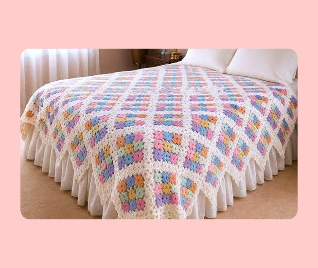 Vintage Crochet Pattern Mini Medallions Afghan PDF Instant Digital Download Mosaic Pastel Granny Squares Throw Blanket 48x78 10 Ply