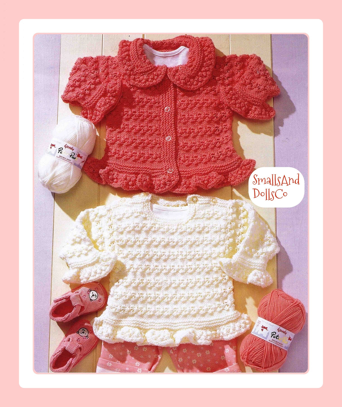 Vintage Knitting Pattern Baby Toddler Girl Frilly Cardigan Tunic Top Set PDF Instant Digital Download 0-5 yrs DK