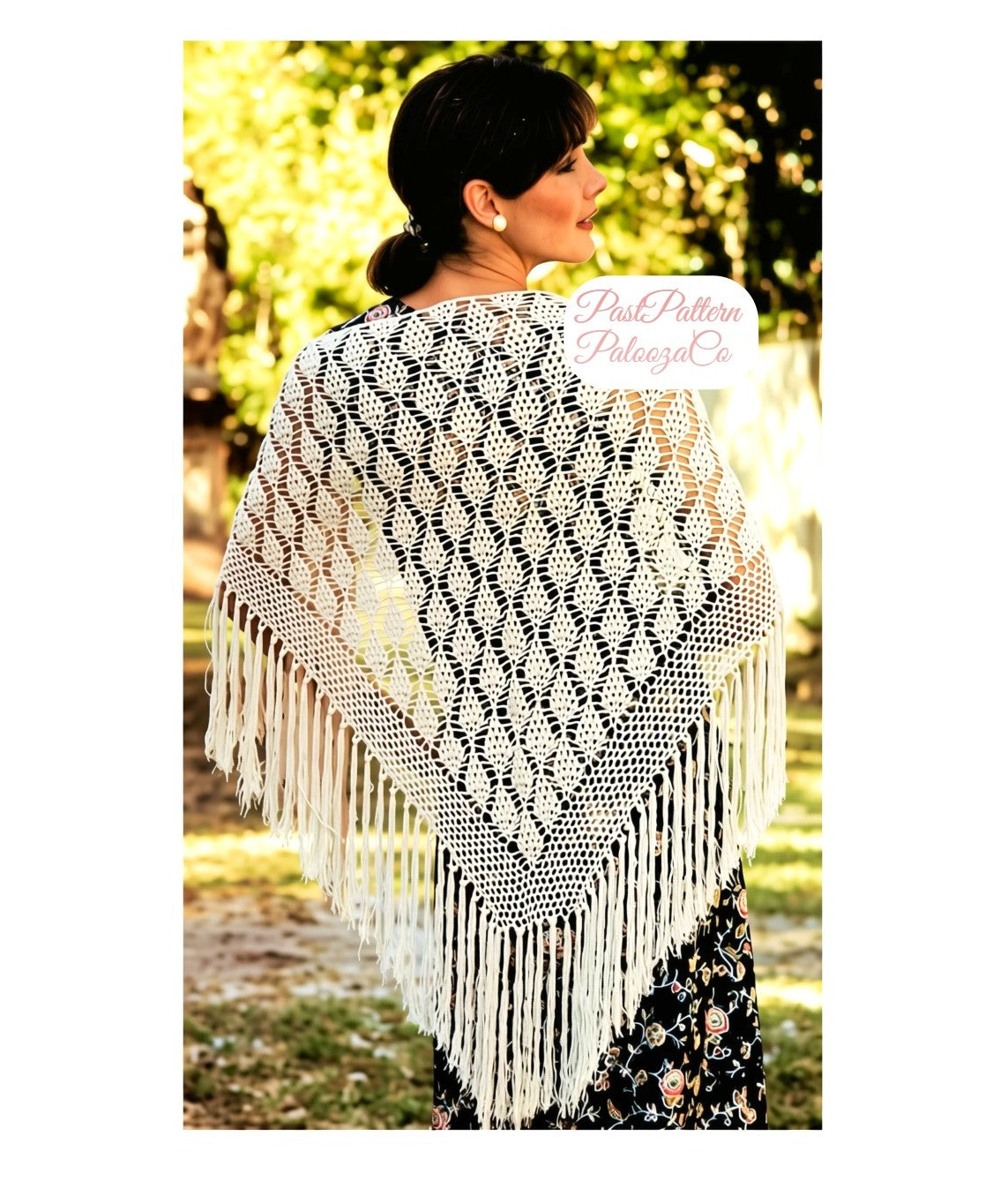 Vintage Crochet Pattern Womens Pinecone Cluster Stitch Shawl PDF Instant Digital Download Elegant Ecru Lace Triangle Wrap 1970s