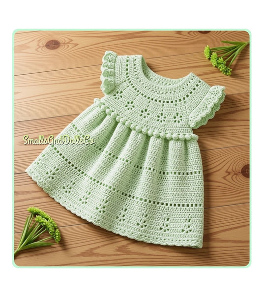 Vintage Crochet Pattern Baby Toddler Girl Pretty Cinderella Flower Dress & Shoes Summer Frock PDF Instant Digital Download 6m - 2 yrs 3 Ply