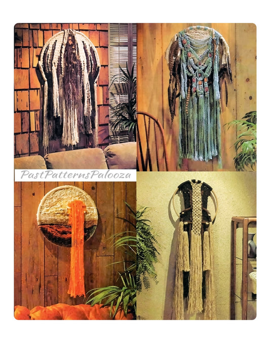 Vintage Macrame Patterns Round Hoop Ring Wall Hangings Boho Decor Bohemian Native American Wall Art PDF Instant Digital Download