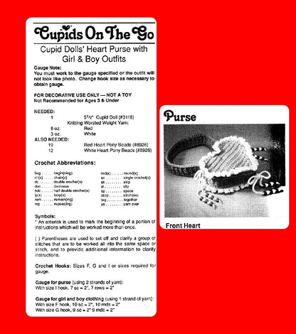 Vintage Crochet Patterns Cupids On The Go Valentines Outfits for 5-6" Cutie Cupid Kewpie Impkins Dolls PDF Instant Digital Download 5 Ply