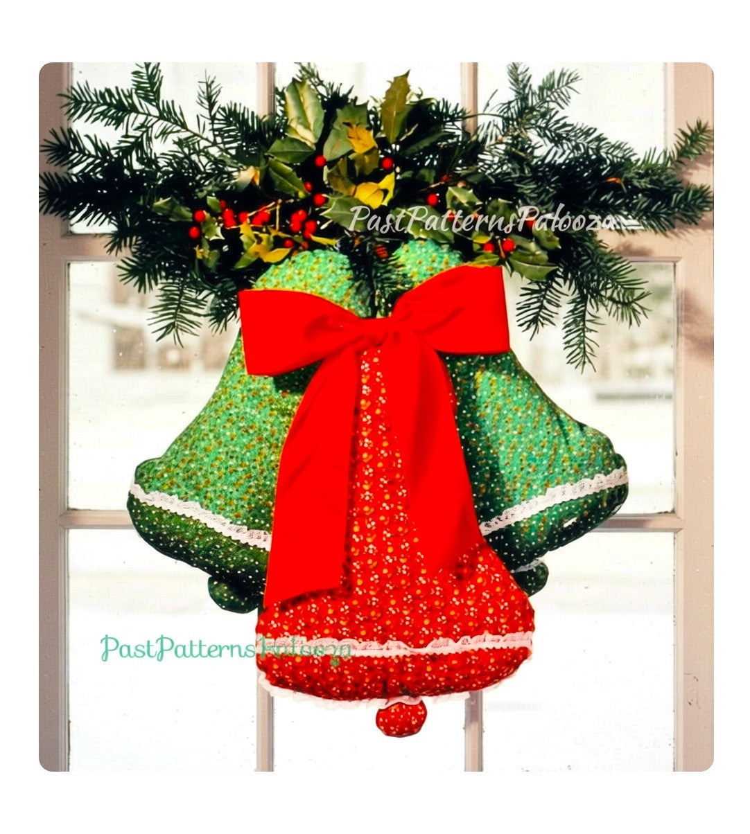 Vintage Sewing Pattern 18" Calico Christmas Bells Window Wall Front Door Hanging Plush Fabric PDF Instant Digital Download Quick Easy Sew
