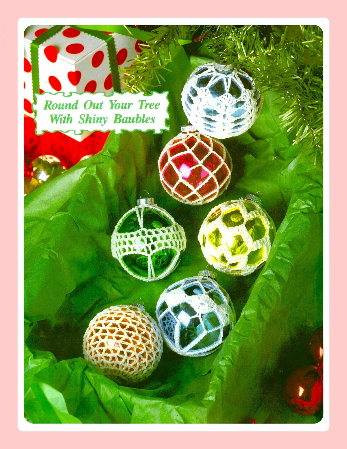 Vintage Crochet Pattern Miniature Christmas Ball Ornament Covers PDF Instant Digital Download 2.5 Inch