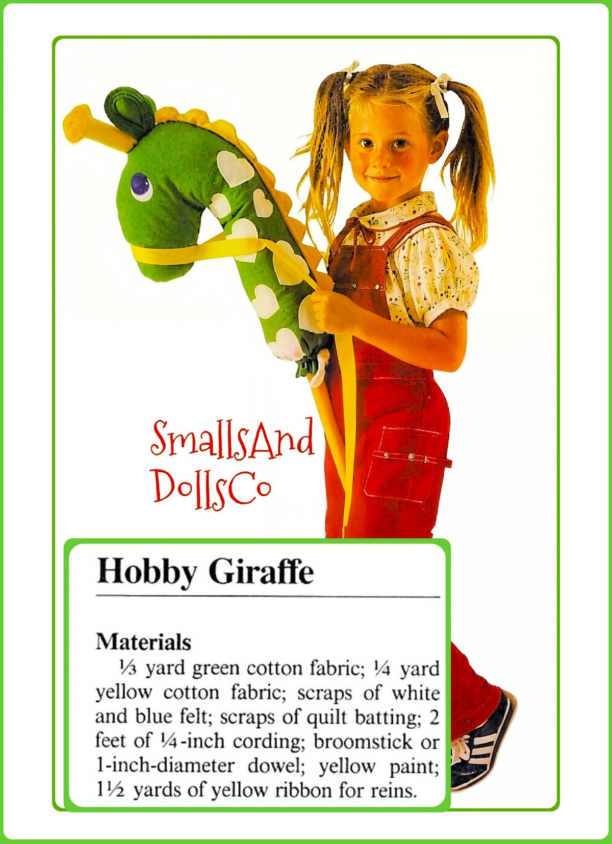 Vintage Sewing Pattern Hobby Horse Giraffe Soft Toy PDF Instant Digital Download Childs Ride On Stick Toy
