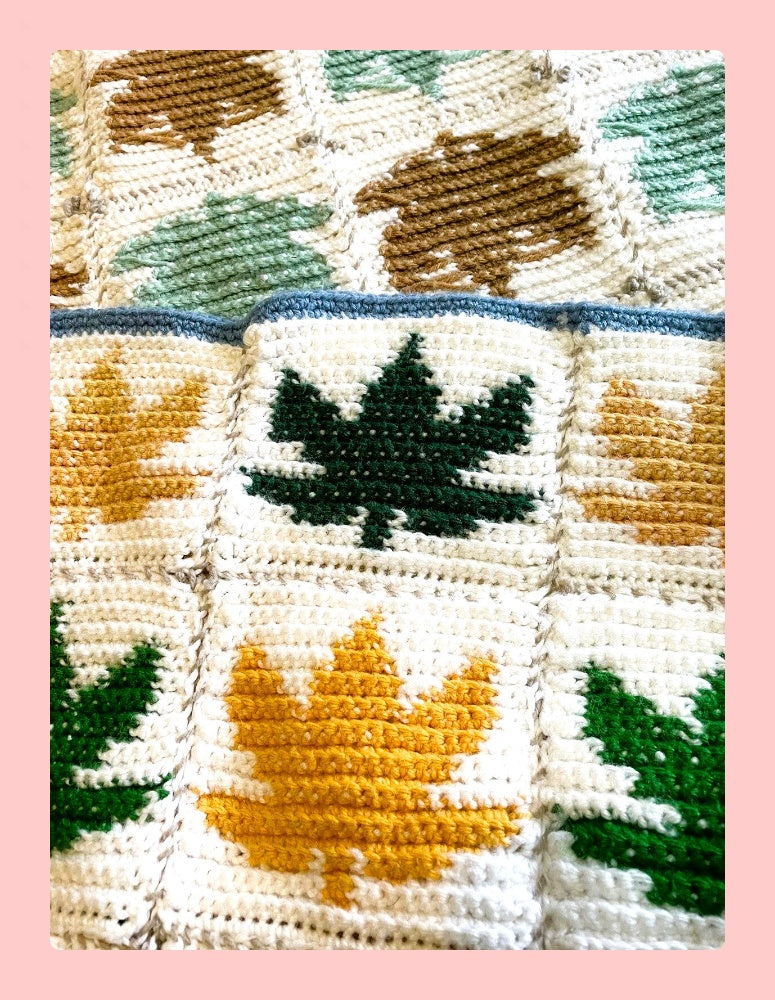 Vintage Crochet Pattern Maple Leaf Squares Afghan PDF Instant Digital Download Fall Autumn Leaves Motif Throw Blanket
