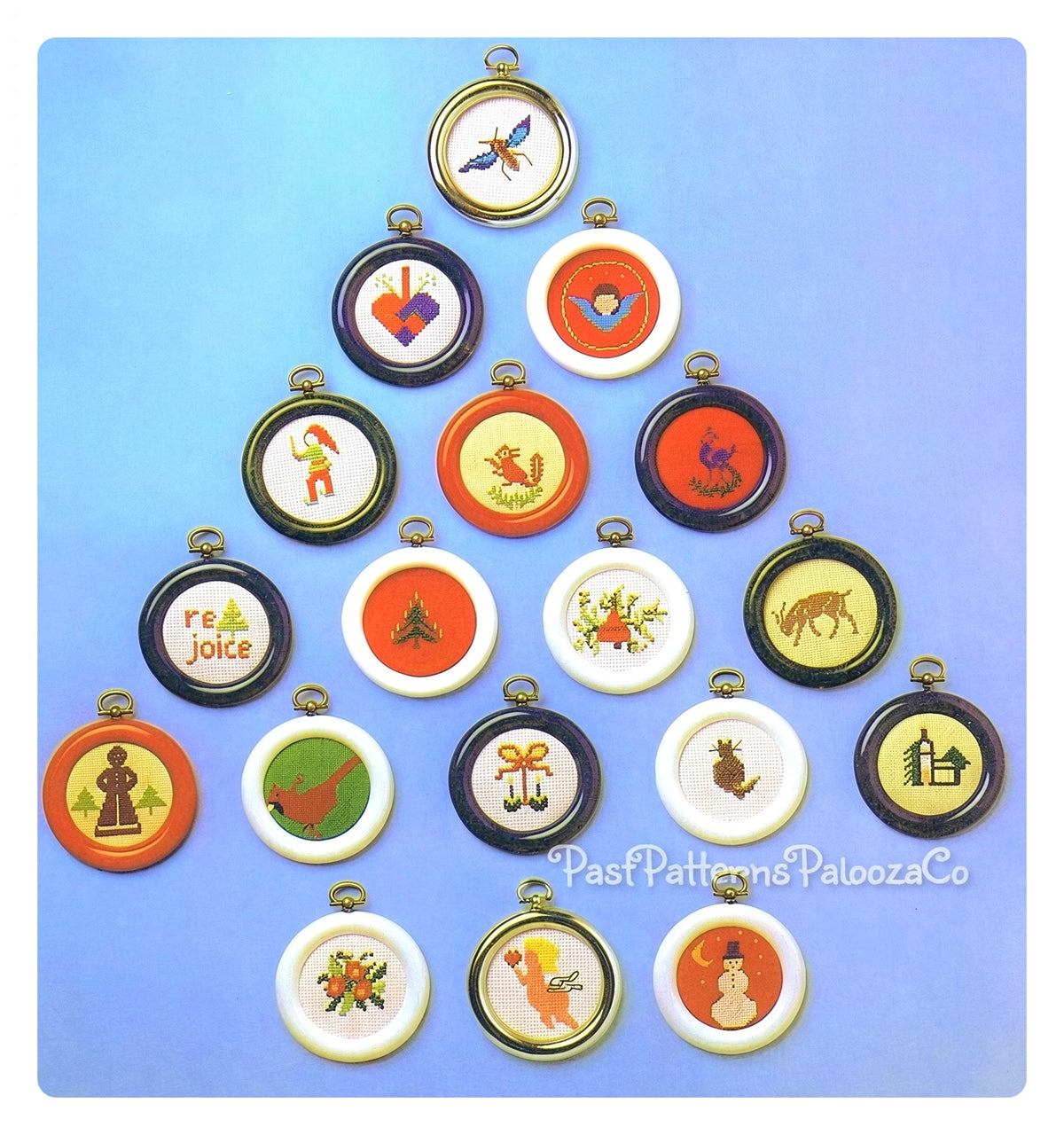 Vintage Cross Stitch Patterns 3" Simple Classic Round Christmas Ornaments PDF Instant Digital Download 18 Holiday Designs Beginners