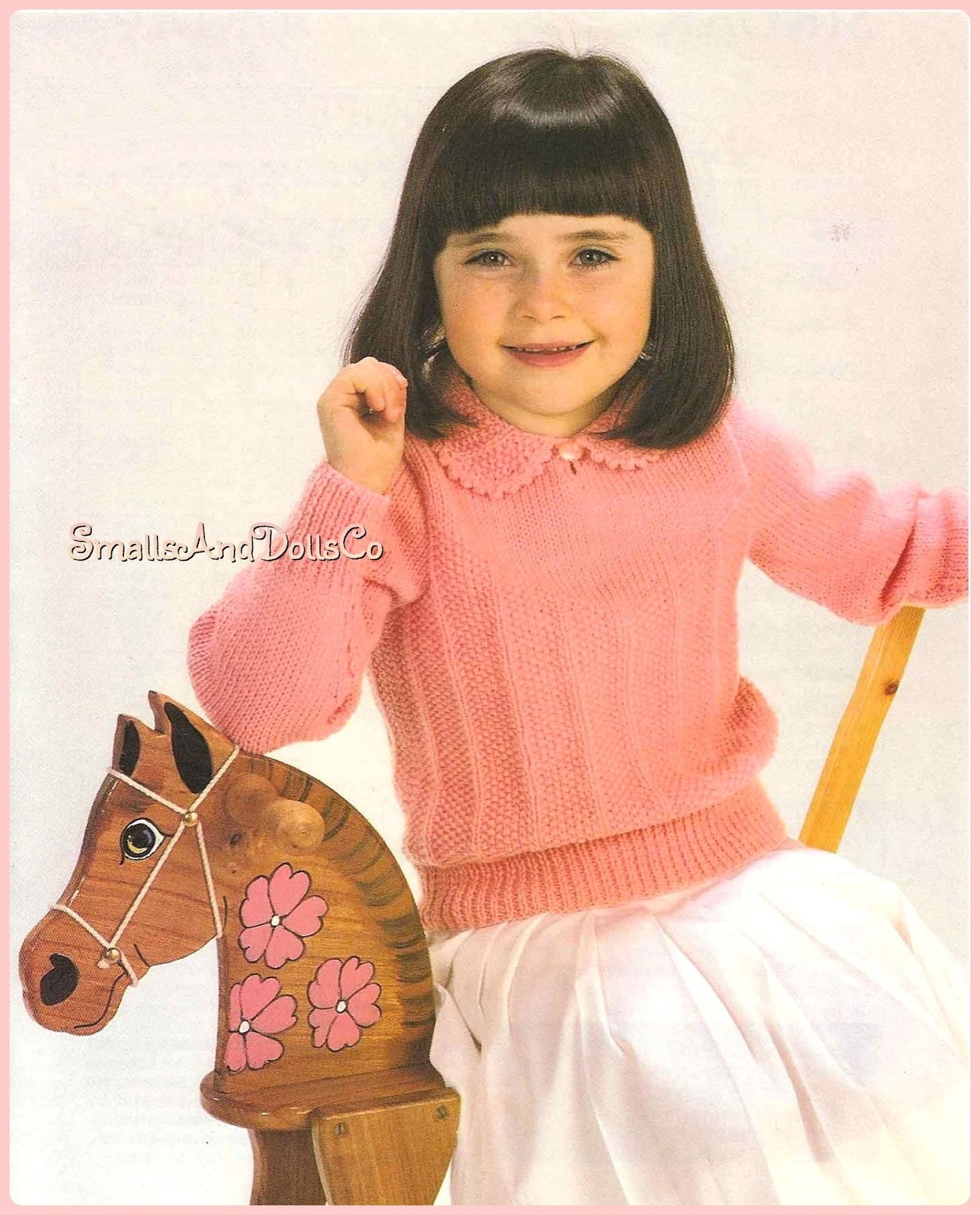 Vintage Knitting Pattern Girls Pretty Collared Top PDF Instant Digital Download Girly Long Sleeved Dressy Sweater Blouse 2 - 6 Yrs DK