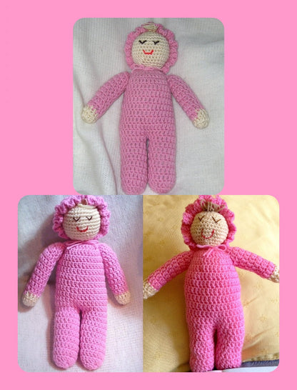 Vintage Crochet Pattern 11" Sweet Sleepy Baby Doll Soft Toy PDF Instant Digital Download  Stuffed Baby's First Dolly Beginners 5 Ply