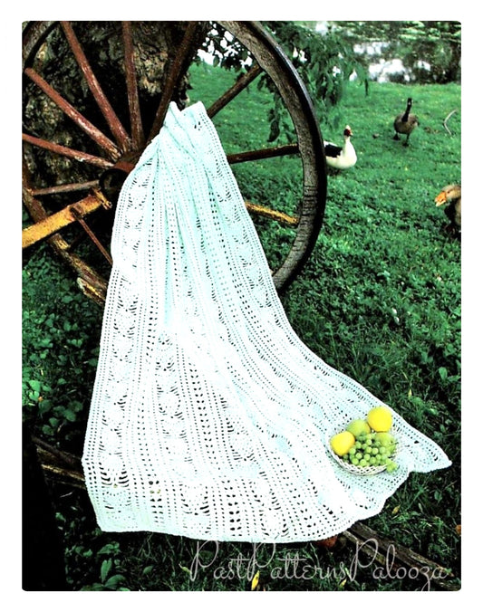 Vintage Crochet Afghan Pattern Pineapple & Popcorn Strip Afghan Blanket PDF Instant Digital Download 53x69 Soft 3 Ply