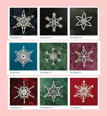 Vintage Crochet Christmas Pattern 16 Icy Lacy Snowflakes Ornaments PDF Instant Digital Download Quick Easy Stitch