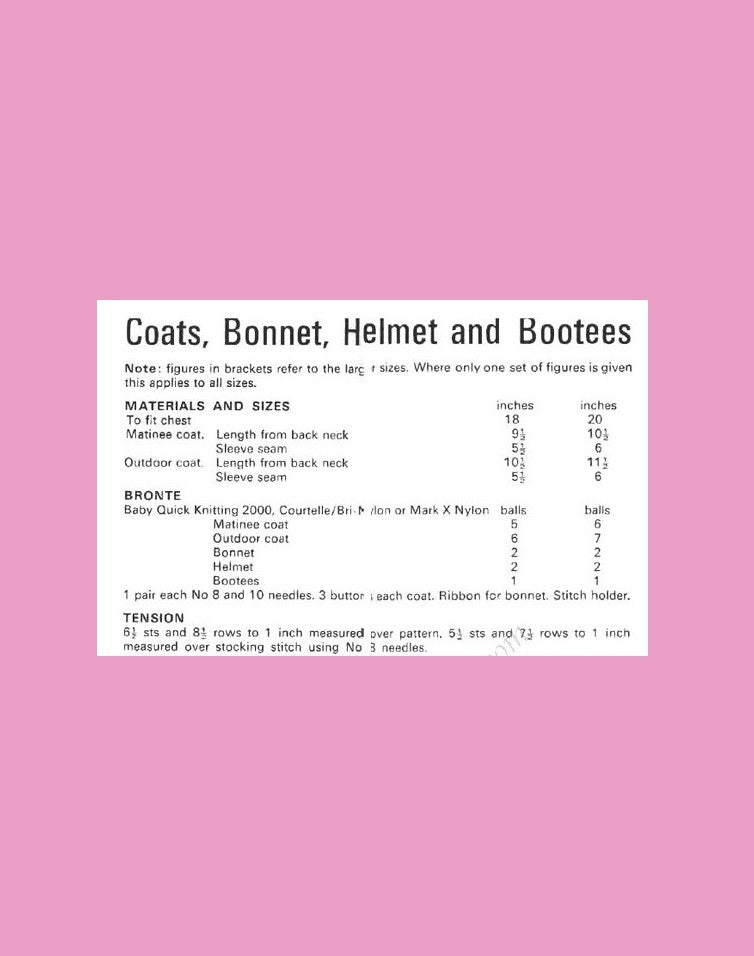 Vintage Knitting Pattern Baby Girls Pretty 5 Piece Set PDF Instant Digital Download Matinee Jacket Outdoor Coat Bonnet Booties 0-12 m 3-Ply