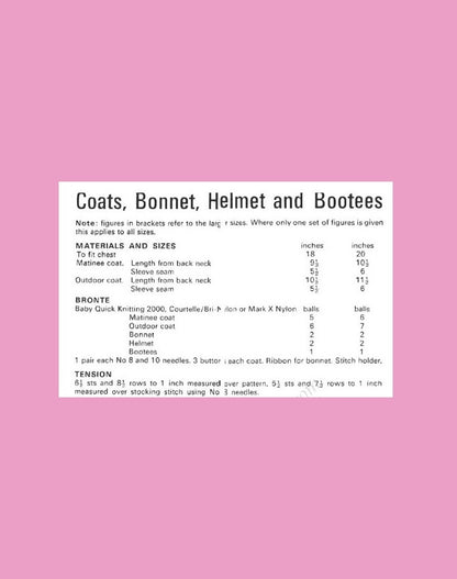 Vintage Knitting Pattern Baby Girls Pretty 5 Piece Set PDF Instant Digital Download Matinee Jacket Outdoor Coat Bonnet Booties 0-12 m 3-Ply