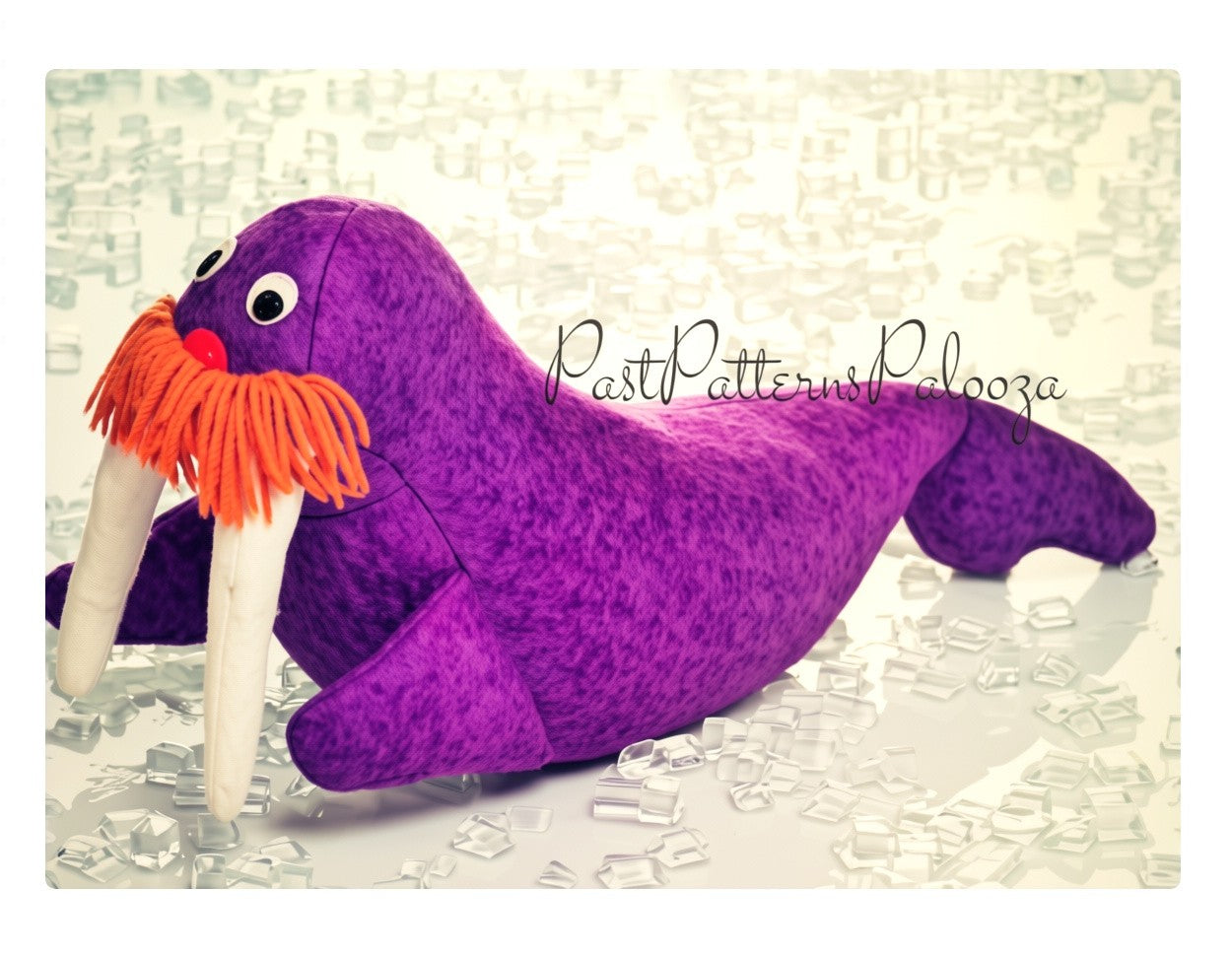 Vintage Sewing Pattern 21" Retro Felt Fabric Walrus Soft Sculpture Plush Toy PDF Instant Digital Download Arctic Animal Kitsch Yarn Mustache