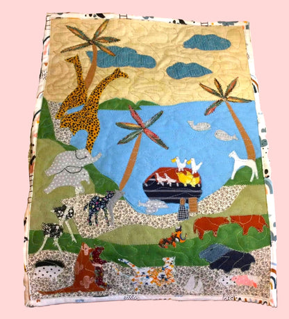 Vintage Sewing Pattern Noahs Ark Quilt Calico Patchwork Nursery Wall Hanging PDF Instant Digital Download Appliqued Animal Blanket 31x48