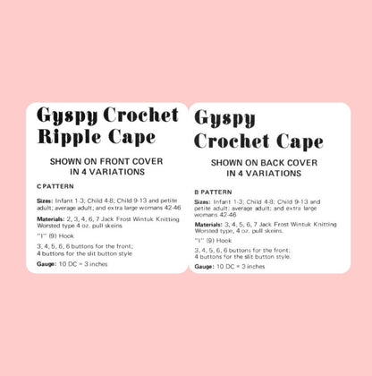 Vintage Crochet Pattern Toddler to Womens Retro 70s Capes Ponchos PDF Instant Digital Download Age 1 to Adult
