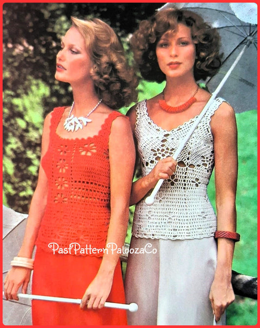 Vintage Crochet Pattern Womens Lacy Camisole Tank Tops 2 Designs Summer Cami Sun Tanks PDF Instant Digital Download Retro '70s Boho Chic