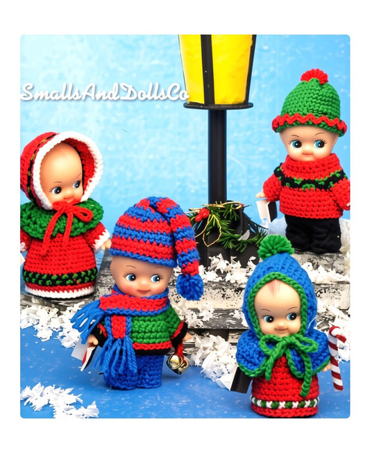 Vintage Crochet Pattern Christmas Caroler Winter Clothes for 4-6" Cutie Cupid Kewpie Impkins Dolls PDF Instant Digital Download 5 Ply