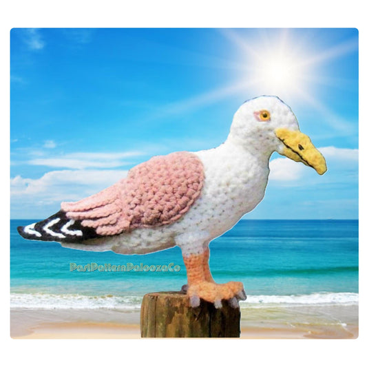 Vintage Crochet Pattern 7" Seagull Sea Gull Bird Soft Toy Doll PDF Instant Digital Download Plush Stuffed Waterbird Amigurumi 4 Ply